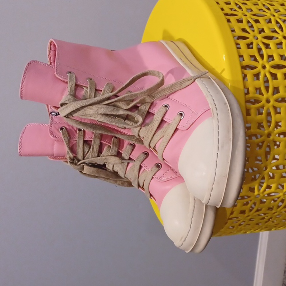 Rick Owens Cream and Pink Sneakers  High-Top Sneakers - Picture 2 of 9